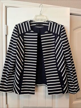 Preston & York Navy and White Striped Open Jacket